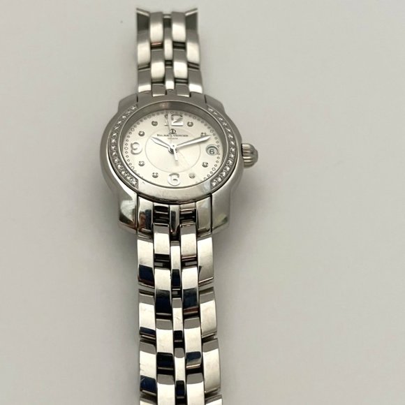 Classic Baume and Mercier Ladies Sterling and Diamond Watch - Picture 1 of 8